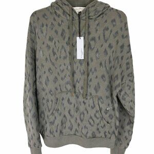 Michael Stars Olive Leopard Print Lightweight Hoodie XS NWT  Casual Travel Layer